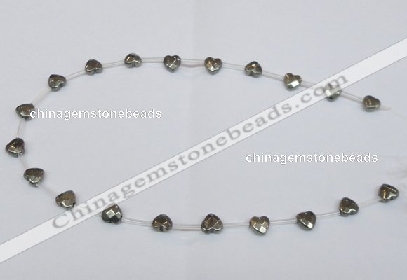 CPY393 Top drilled 8*8mm faceted heart pyrite gemstone beads wholesale