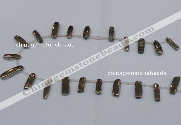 CPY395 Top drilled 7*15mm - 8*20mm sticks pyrite gemstone beads