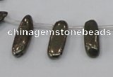 CPY396 Top drilled 5*15mm - 7*25mm sticks pyrite gemstone beads