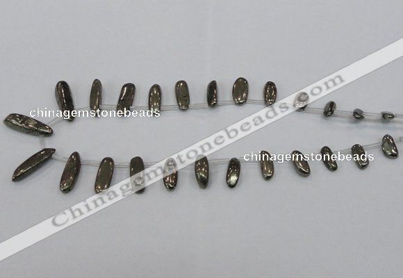 CPY396 Top drilled 5*15mm - 7*25mm sticks pyrite gemstone beads