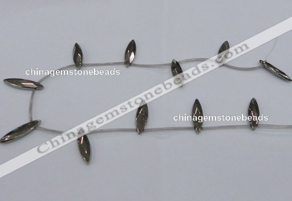 CPY398 Top drilled 8*30mm faceted marquise pyrite gemstone beads