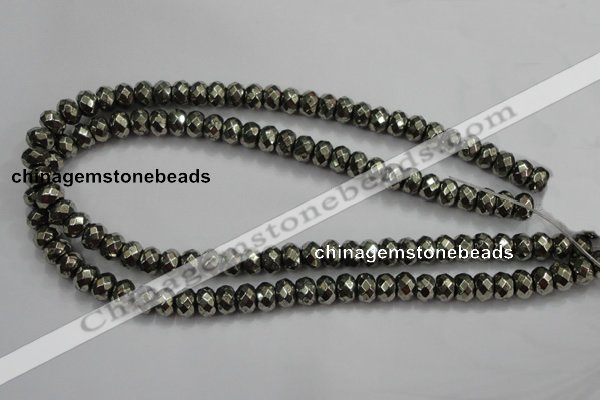 CPY40 16 inches 4*8mm faceted rondelle pyrite gemstone beads wholesale