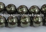 CPY406 15.5 inches 14mm round pyrite gemstone beads wholesale
