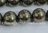 CPY407 15.5 inches 16mm round pyrite gemstone beads wholesale