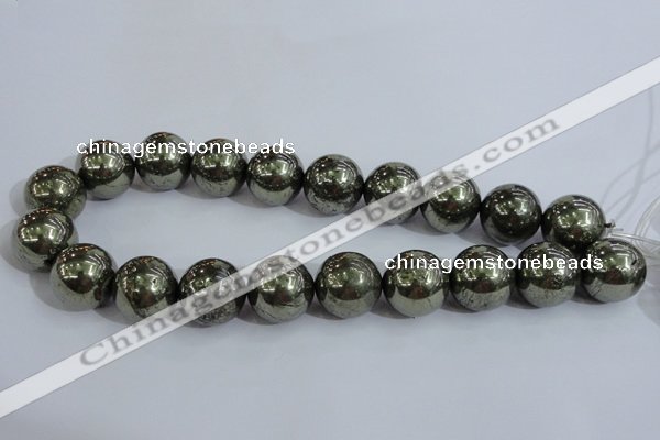 CPY408 15.5 inches 18mm round pyrite gemstone beads wholesale