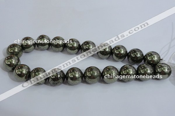 CPY409 15.5 inches 20mm round pyrite gemstone beads wholesale