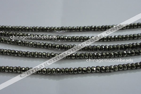 CPY427 15.5 inches 2.5*4mm faceted rondelle pyrite gemstone beads