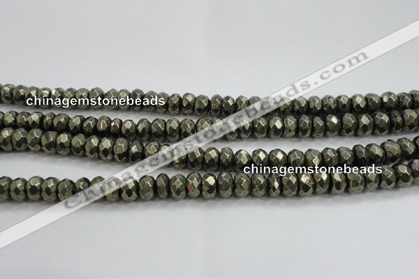 CPY429 15.5 inches 5*8mm faceted rondelle pyrite gemstone beads