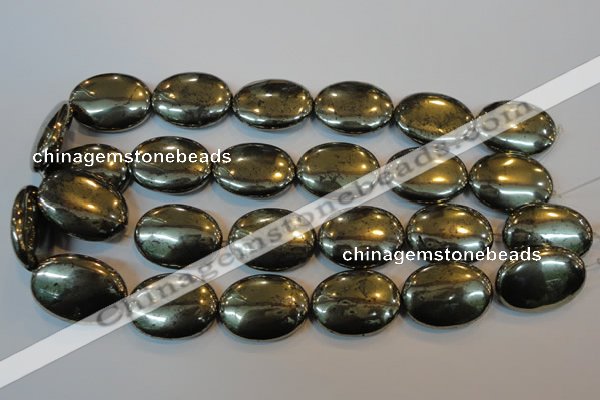 CPY43 16 inches 22*30mm oval pyrite gemstone beads wholesale