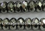 CPY430 15.5 inches 6*10mm faceted rondelle pyrite gemstone beads