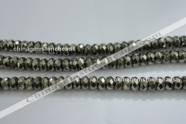 CPY430 15.5 inches 6*10mm faceted rondelle pyrite gemstone beads