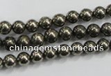 CPY47 16 inches 8mm round pyrite gemstone beads wholesale