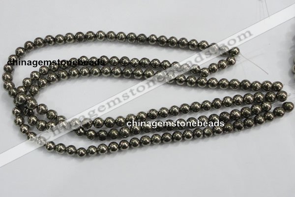 CPY47 16 inches 8mm round pyrite gemstone beads wholesale