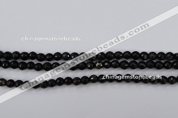 CPY501 15.5 inches 6mm faceted round natural chalcopyrite beads