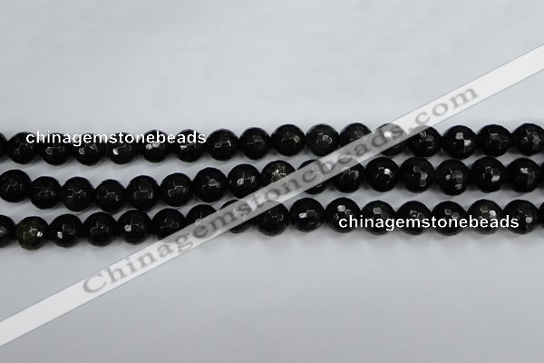 CPY502 15.5 inches 8mm faceted round natural chalcopyrite beads