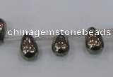 CPY551 Top drilled 8*12mm teardrop pyrite gemstone beads