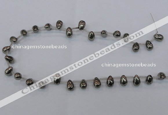 CPY551 Top drilled 8*12mm teardrop pyrite gemstone beads