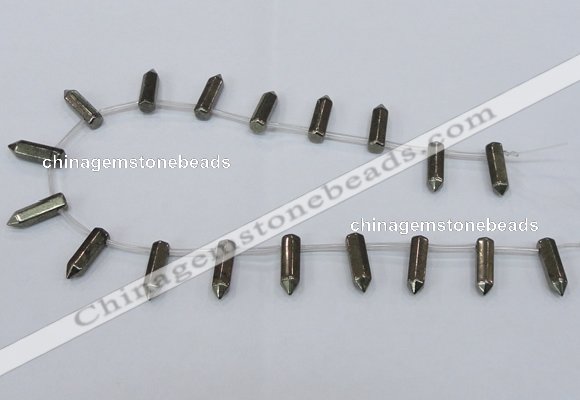 CPY555 Top drilled 6*22mm sticks pyrite gemstone beads