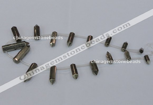 CPY556 Top drilled 6*14mm - 8*35mm sticks pyrite gemstone beads