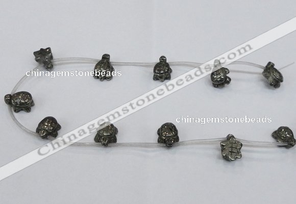 CPY558 Top drilled 13*18mm tortoise pyrite gemstone beads
