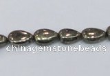 CPY576 15.5 inches 8*11mm flat teardrop pyrite gemstone beads