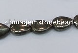 CPY577 15.5 inches 10*14mm flat teardrop pyrite gemstone beads