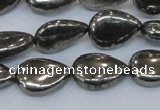 CPY578 15.5 inches 13*18mm flat teardrop pyrite gemstone beads