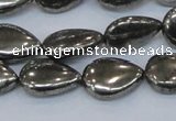 CPY579 15.5 inches 15*20mm flat teardrop pyrite gemstone beads