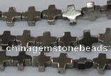 CPY581 15.5 inches 8*8mm cross pyrite gemstone beads wholesale