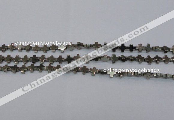 CPY581 15.5 inches 8*8mm cross pyrite gemstone beads wholesale