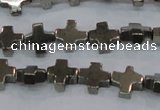 CPY582 15.5 inches 11*11mm cross pyrite gemstone beads wholesale