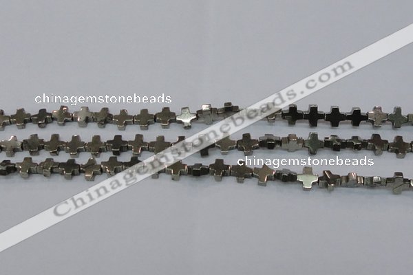 CPY582 15.5 inches 11*11mm cross pyrite gemstone beads wholesale