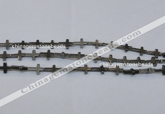 CPY583 15.5 inches 10*15mm cross pyrite gemstone beads wholesale