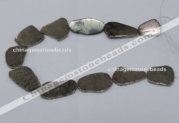 CPY586 15.5 inches 20*25mm - 30*40mm freeform pyrite gemstone beads