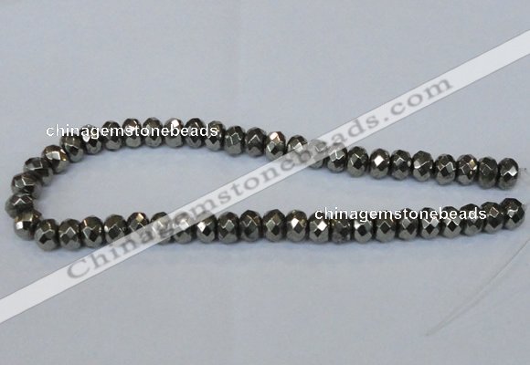 CPY588 15.5 inches 8*12mm faceted rondelle pyrite gemstone beads