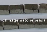 CPY593 15.5 inches 8*16mm cuboid pyrite gemstone beads