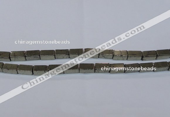 CPY593 15.5 inches 8*16mm cuboid pyrite gemstone beads