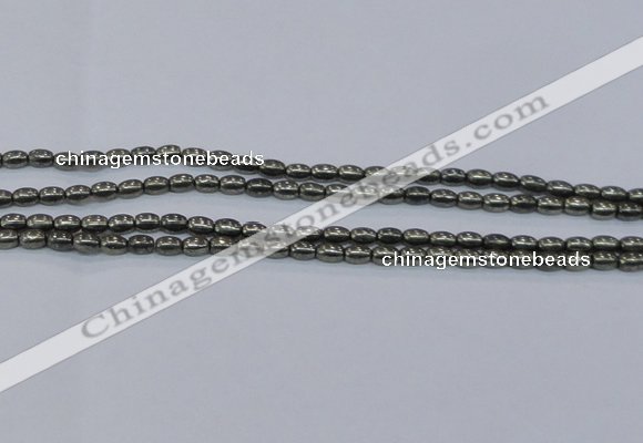 CPY596 15.5 inches 4*6mm rice pyrite gemstone beads wholesale