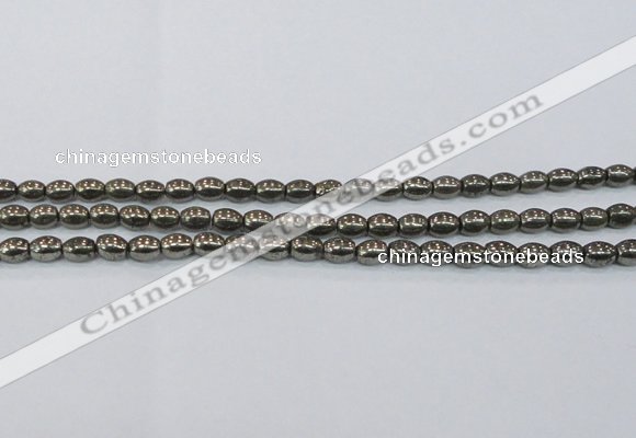 CPY597 15.5 inches 6*8mm rice pyrite gemstone beads wholesale