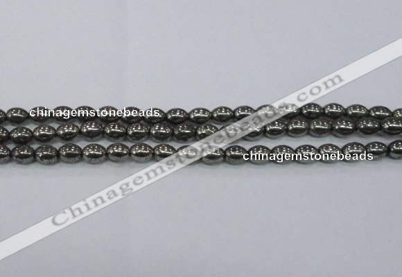 CPY598 15.5 inches 8*10mm rice pyrite gemstone beads wholesale