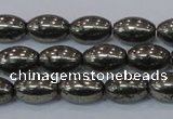 CPY599 15.5 inches 8*12mm rice pyrite gemstone beads wholesale