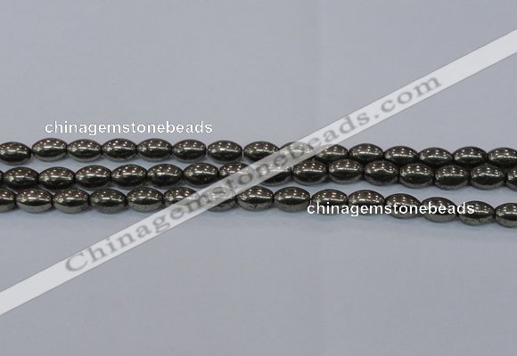 CPY599 15.5 inches 8*12mm rice pyrite gemstone beads wholesale