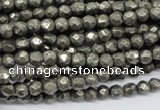 CPY60 15.5 inches 5mm faceted round pyrite gemstone beads wholesale