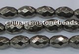 CPY603 15.5 inches 8*12mm faceted rice pyrite gemstone beads