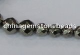 CPY615 15.5 inches 4mm - 12mm faceted round pyrite gemstone beads