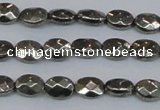 CPY630 15.5 inches 6*8mm faceted oval pyrite gemstone beads