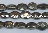 CPY631 15.5 inches 8*10mm faceted oval pyrite gemstone beads