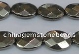 CPY632 15.5 inches 12*16mm faceted oval pyrite gemstone beads