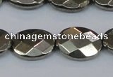 CPY633 15.5 inches 15*20mm faceted oval pyrite gemstone beads