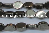 CPY641 15.5 inches 8*10mm oval pyrite gemstone beads wholesale